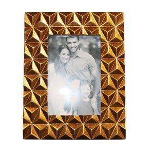 Geometric Design Bronze Picture Frame Holds 4x6 photo Outside 8.5" x 6.75" x .5"